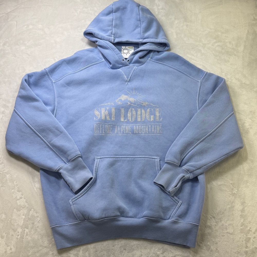Offline by Aerie Ski Lodge Alpine Mountains‎ Hoodie Sweatshirt Blue XS